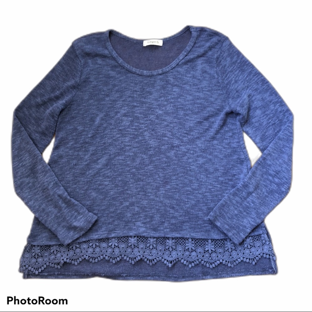 Apple Ginger G blue knit with lace detailing